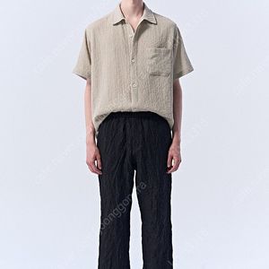 타임옴므 24ss 크링클 하프 슬리브 셔츠 베이지 95사이즈 처분