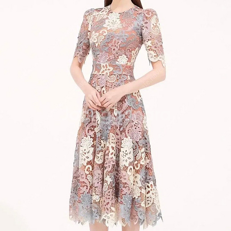 아보아보 크로쉐 레이스 플레어 원피스 아이유 드레스 하...--1