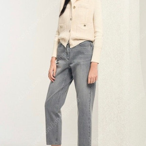 마인 mine 한섬 진주 가죽 패치 테이퍼드 데님 팬츠 44 사이즈 정품 / 55 사이즈