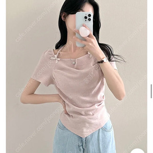 에이블리 발레코어 데이트룩 리본 언발 셔링 홀터넥 반팔티 :: 핑크