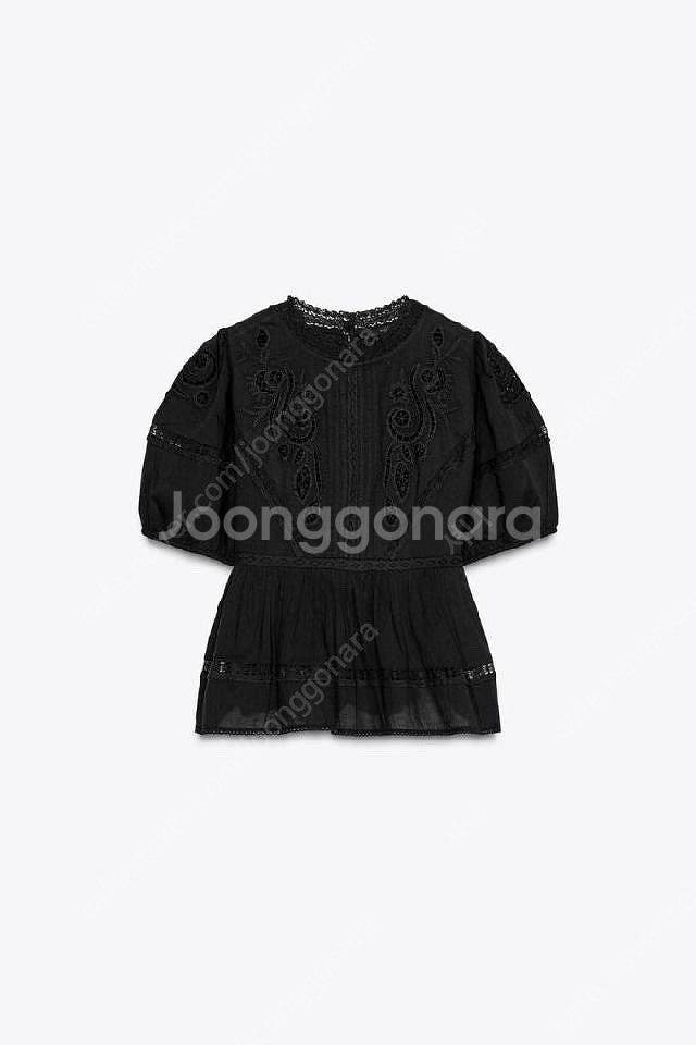 자라 자수 로맨틱 블라우스 M 새상품--0