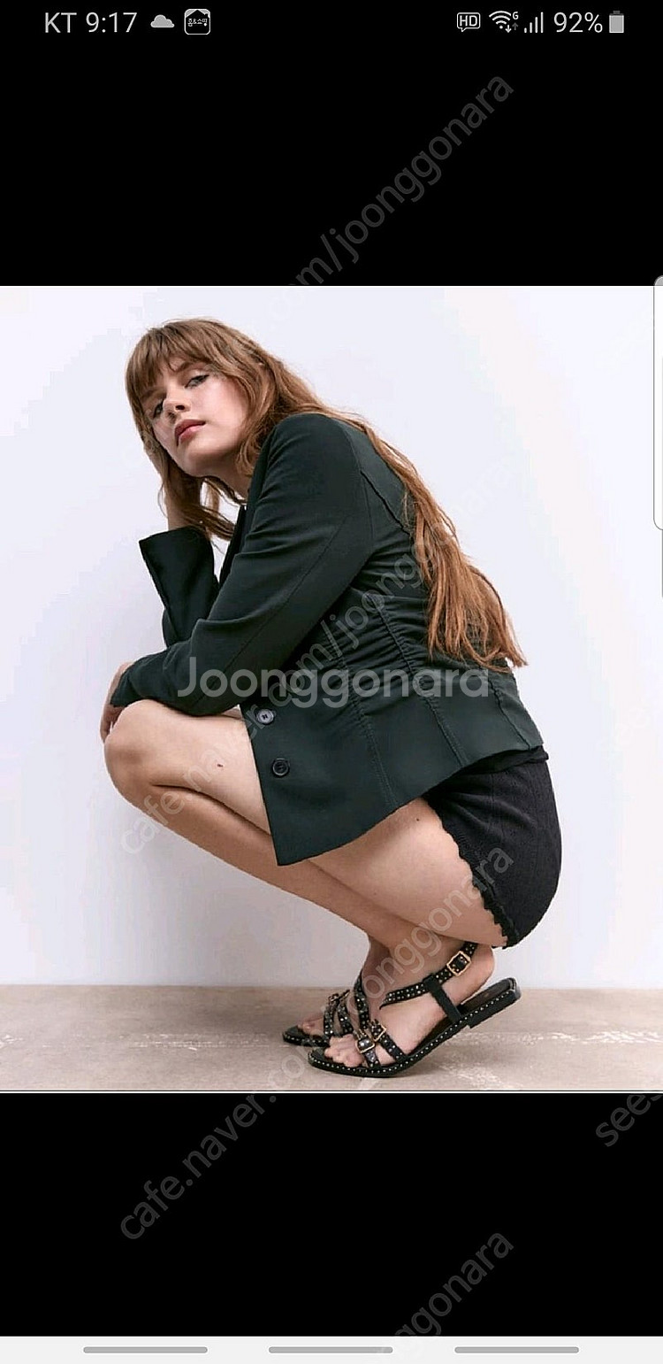 자라 스터드 스트랩 레더 샌들--0