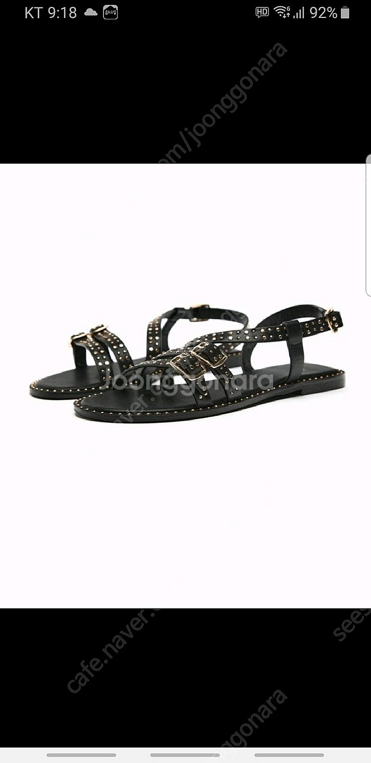 자라 스터드 스트랩 레더 샌들--2