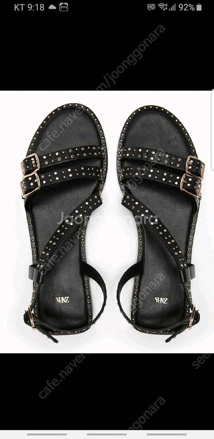 자라 스터드 스트랩 레더 샌들--4