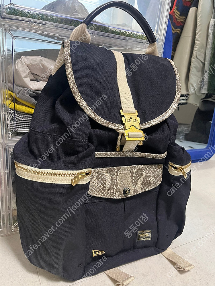 요시다 포터 X 뉴에라 파이톤 캔버스 럭색 백팩 네이비--4