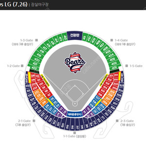 7.26 (토) 잠실야구장 LG트윈스 VS 두산베어스 1루 오렌지 205구역 4연석
