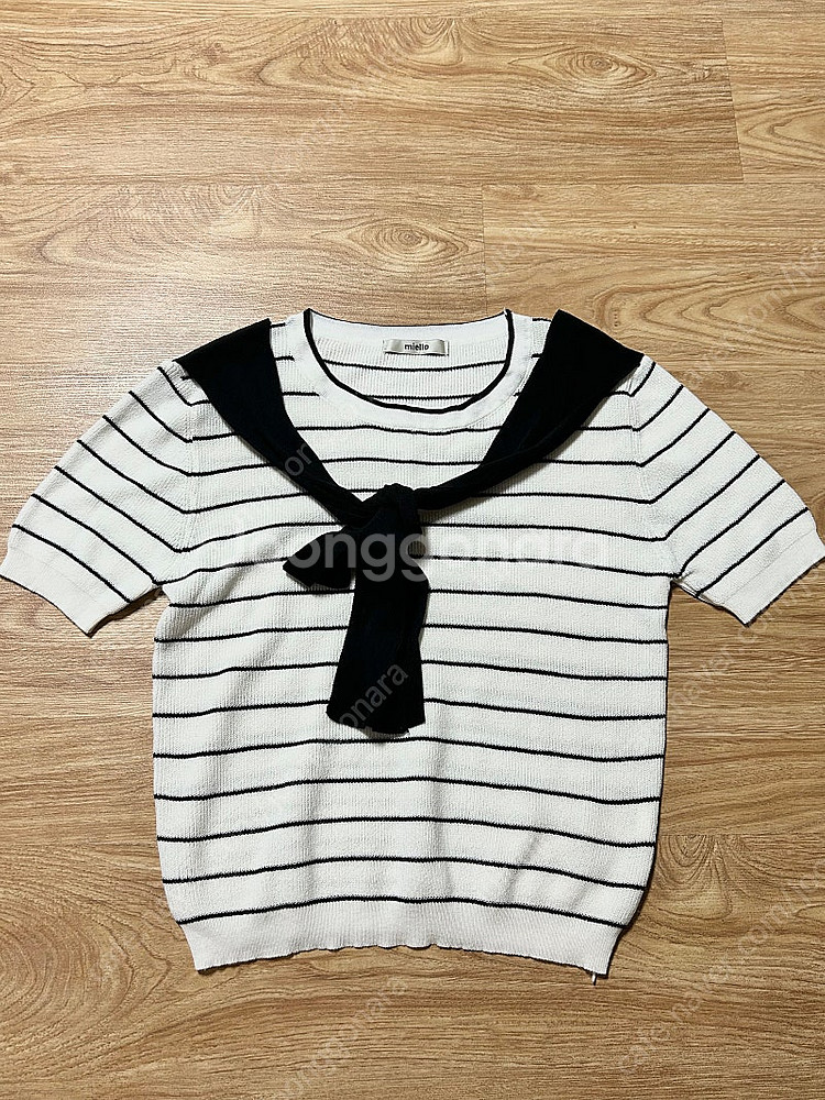 미엘로 레이어드 스트라이프 반팔 니트/H&M 린넨 뷔스...--4