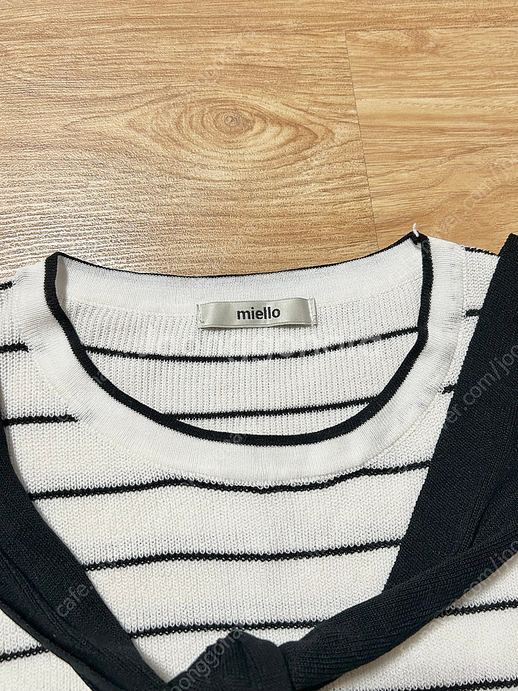 미엘로 레이어드 스트라이프 반팔 니트/H&M 린넨 뷔스...--5