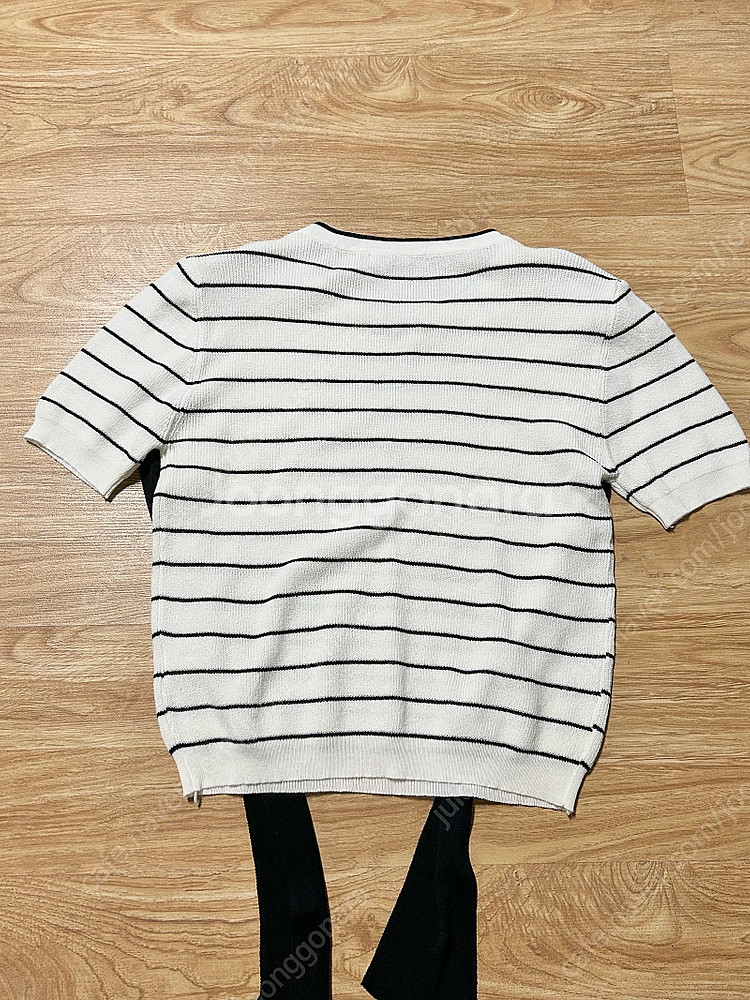 미엘로 레이어드 스트라이프 반팔 니트/H&M 린넨 뷔스...--9