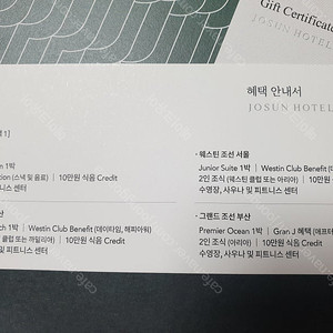 조선호텔앤리조트 통합숙박권(그린)