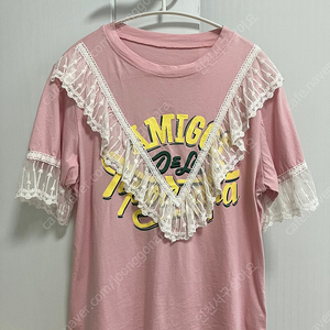 반에이크 레이스 분홍반팔티셔츠