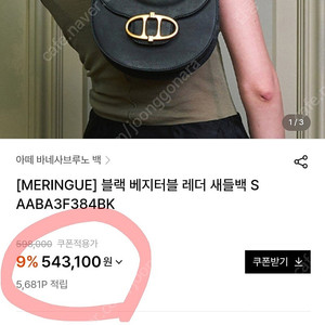 아떼 바네사브루노 블랙 베지터블 레더 새들백 S