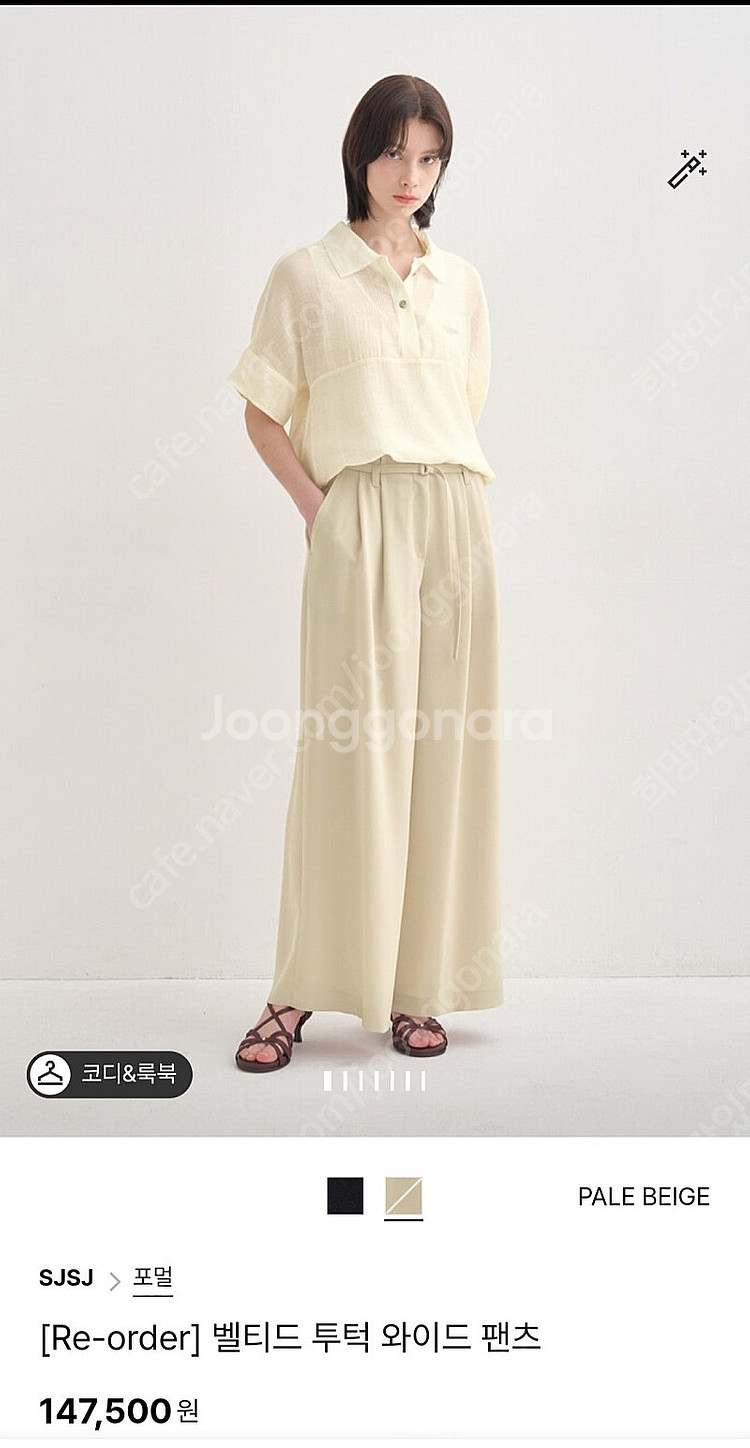 SJSJ 벨티드 투턱 와이드팬츠--0