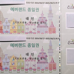 [지류/QR]에버랜드 종일권 대인용 2장 일괄 판매합니다.