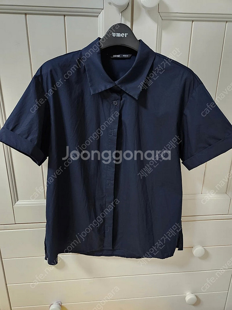 미쏘 루즈핏 반팔 셔츠 네이비 S사이즈--0