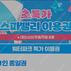 [초특가] 스파밸리 자유이용권 종일권 평일 주말 다 사용 가능