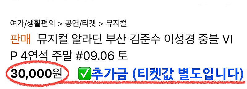 뮤지컬 알라딘 부산 김준수 이성경 중블 VIP 4연석 ...--3