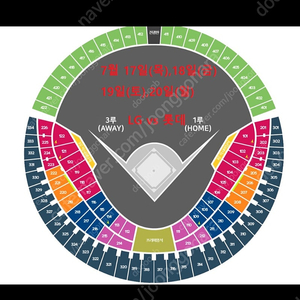 7월20일(일) 롯데 vs lg 3루 오렌지 연석 외야 연석