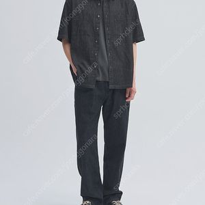 인더로우 워시드 데님 워크 반팔셔츠 블랙 4사이즈