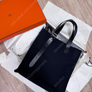 Hermes 에르메스 에트리비에르 쇼퍼백 (블랙-캔버스/헌터가죽)
