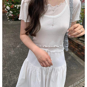 새상품) 온드민 썸머 레이어드 홀터 티셔츠 화이트