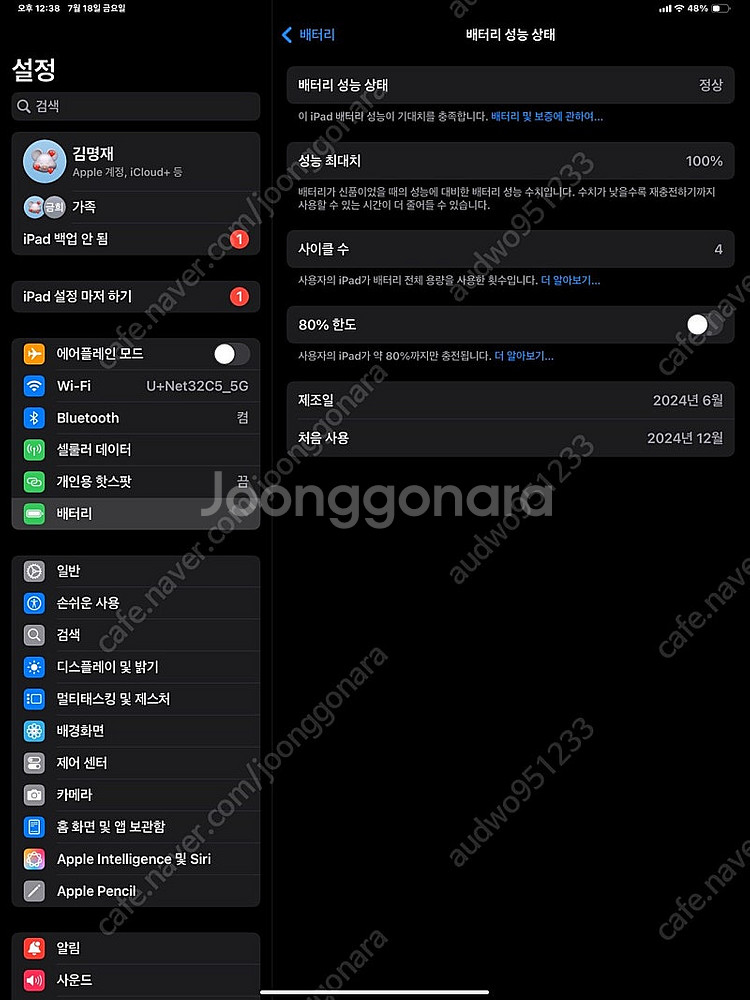 아이패드 프로 13 M4 실버 셀룰러 1테라 판매합니다--1