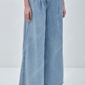 마인 프레이드 와이드 데님 팬츠 & 리본 펄 참 장식