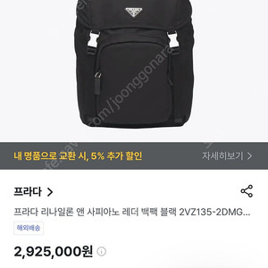 프라다 리나일론 백팩 2VZ135