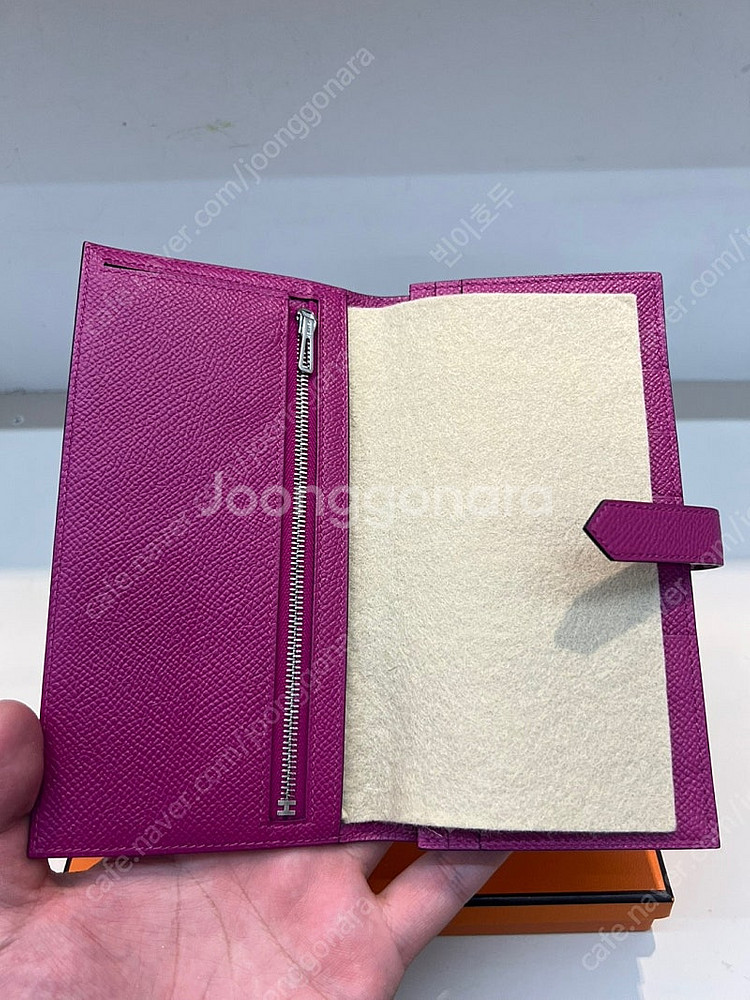 정품 에르메스 베안 장지갑 은장 미사용 새상품--4
