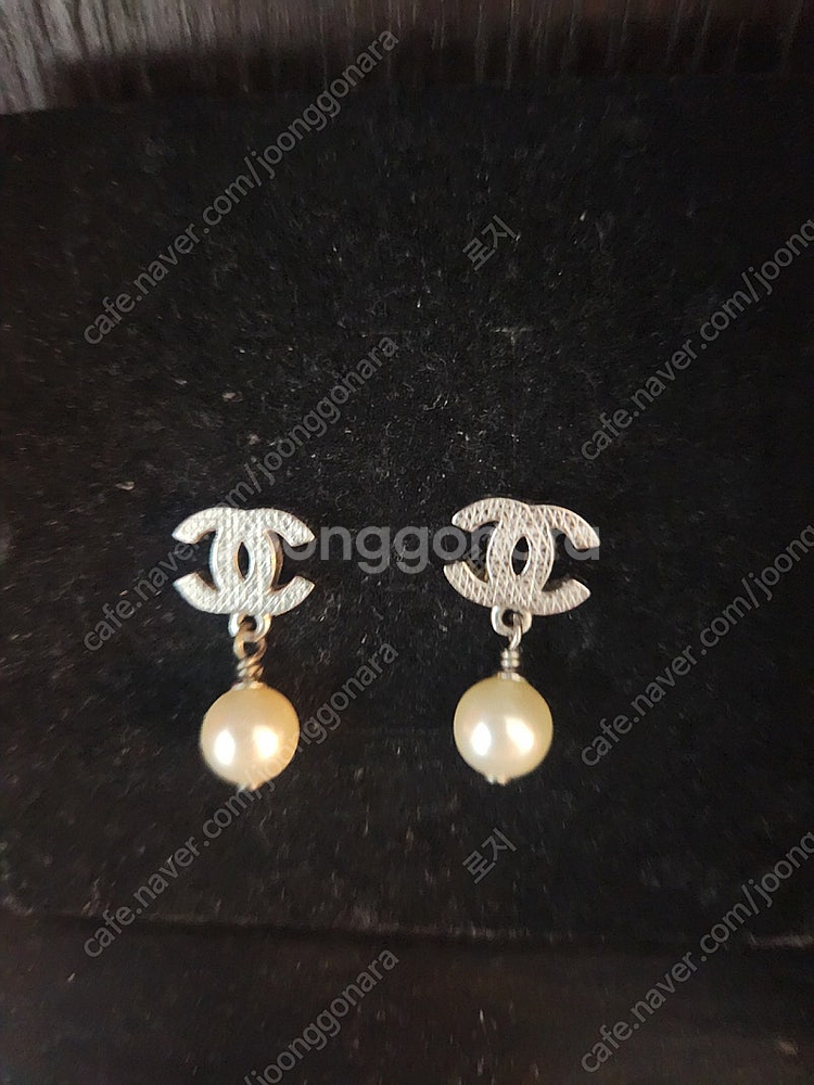 정품 샤넬 진주 귀걸이--0