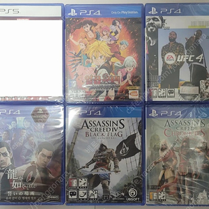 [PS4 미개봉] 7개의 대죄, UFC4, 용과같이 제로, 어쌔신크리드 블랙플래그, 어쌔신크리드 크로니클 팝니다.