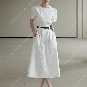 아무르 무아르 [세트] 포켓 하프 퍼프 블라우스+셔링 스커트 화이트 amr1606