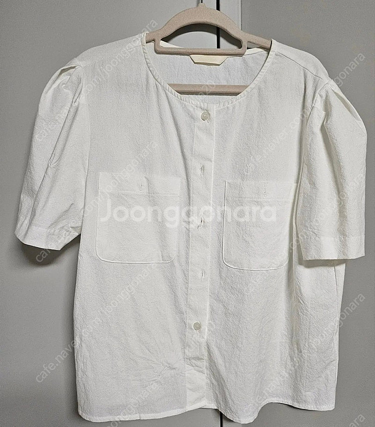 아무르 무아르 [세트] 포켓 하프 퍼프 블라우스+셔링 스커트 화이트 amr1606--1