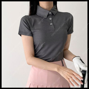 여성 골프잔체크카라반팔티