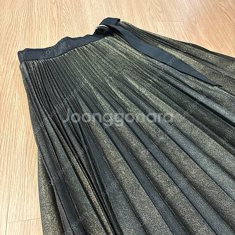 시스템 한섬 메탈 글리터 플리츠 주름 치마 롱 스커트 ...--3