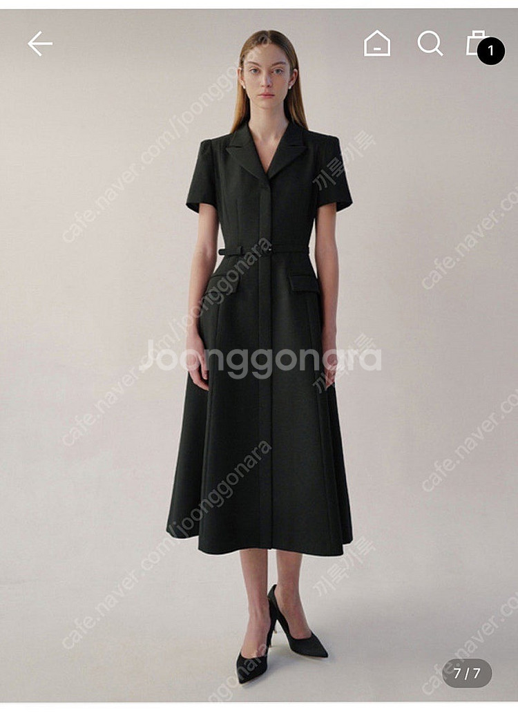 bau 브라이드앤유 아가타 노치드 칼라 숏 슬리브 드레스 AGATHA Notched collar short slee...--0