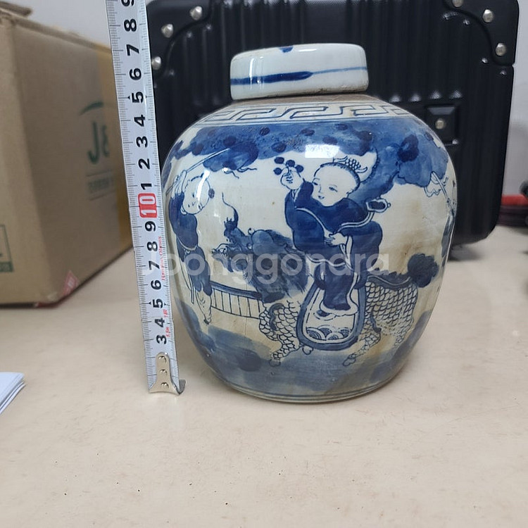 오래된 청화 차통--0