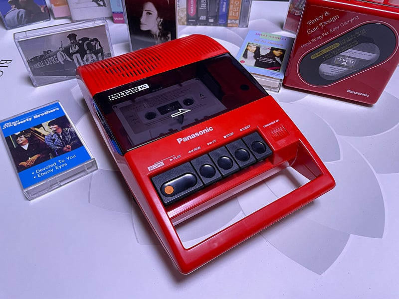 (새상품)1980‘S~Panasonic[파나소닉]빈티지 카세트플레이어~레드색상///레트로 빈티지소품--8