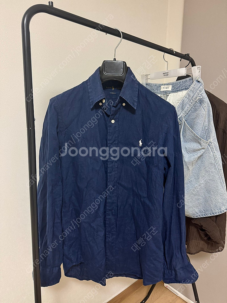 폴로 랄프로렌 린넨셔츠 클래식핏S-네이비색--0