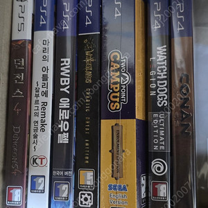 ps5 ps4 게임 팝니다(던전스4/마리의 아틀리에/rwby/타이니티나의 원더랜드/투포인트 캠퍼스/와치독 리전/코난 엑자일)