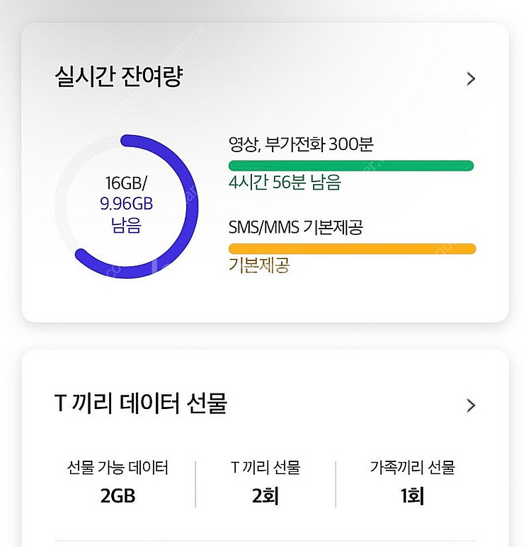 skt 데이터 1기가 2000 2기가 3500--0