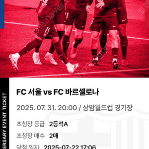 (서울)FC서울vsFC바르셀로나 2등석A 2매 25만원