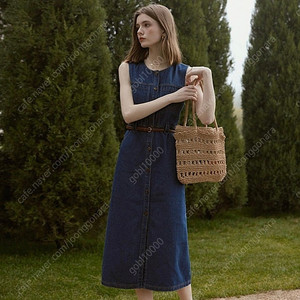 르니나 라운드넥 데님 원피스 드레스 TILLIE round neck sleeveless denim dress set_blue lenina
