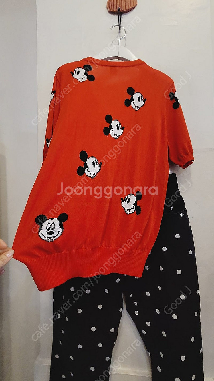 디즈니 미키 반팔 가디건.도트 스판 테이퍼드핏--4