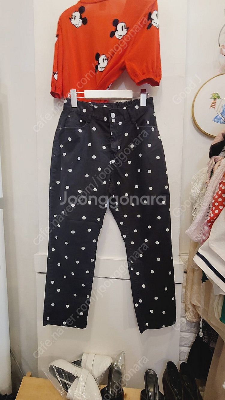 디즈니 미키 반팔 가디건.도트 스판 테이퍼드핏--5