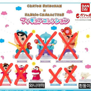 짱구는 못말려 산리오 캐릭터즈 가챠 피규어 와니야마 흰둥이