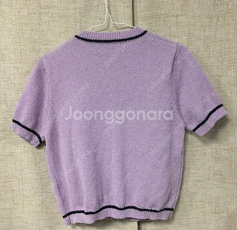 온앤온 23fw 라운드넥 배색반팔 가디건 85--4