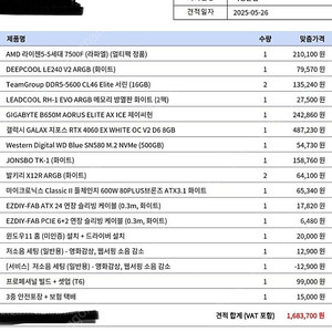 라이젠5 7500F RTX 4060 화이트 PC