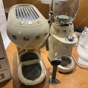 스메그 커피머신 그라인더 세트 (크림색)
