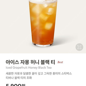 스타벅스 아이스 자몽 허니블랙티 T